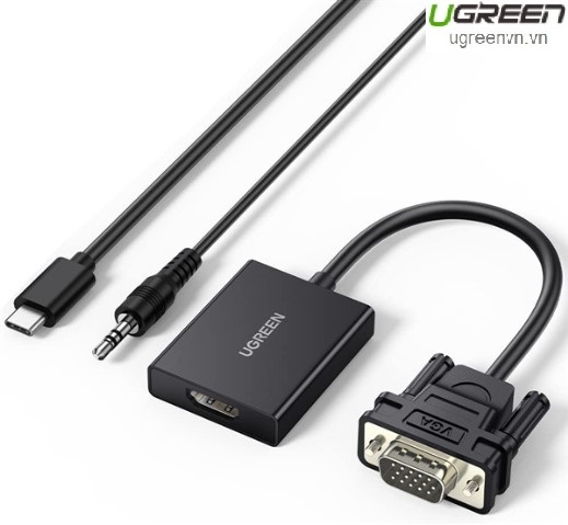 Cáp chuyển đổi VGA sang HDMI+Audio 1080P@60Hz Ugreen 50945 cao cấp